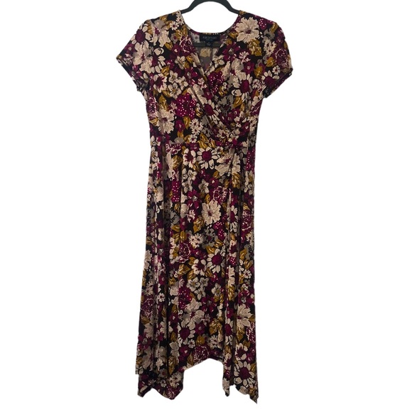 Perceptions Women's Short Sleeve Floral Fit And Flare Midi Dress. Size: 8 - Picture 3 of 8